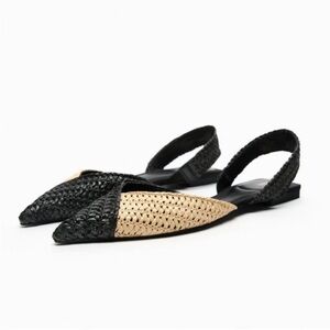 Zara woven Raffia Slingback flats